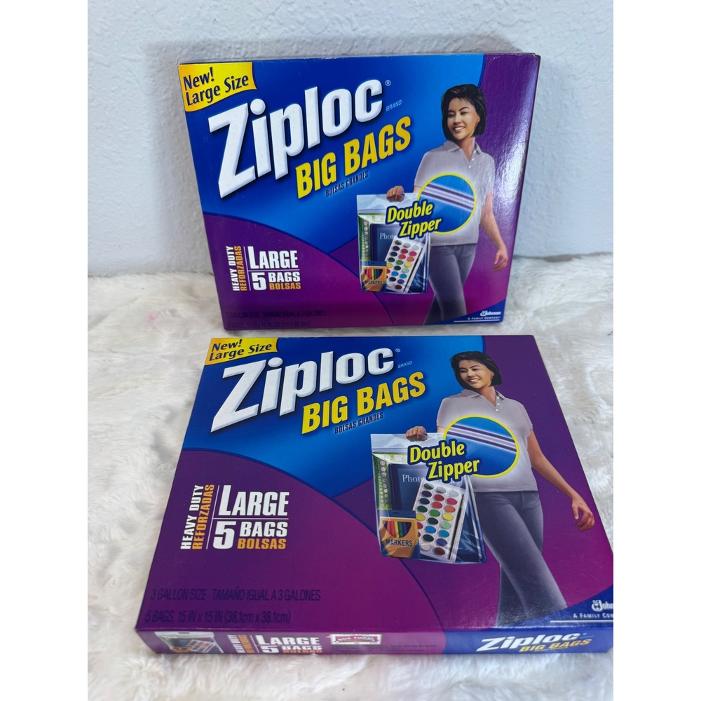 Ziploc Big Bags Large 3 Gallon Heavy Duty Double Zipper 5 Count 2 Pack 10 Total